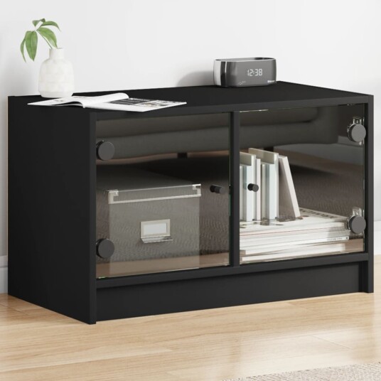 vidaXL TV-benk med dør svart 68x37x42 cm 8721012213081