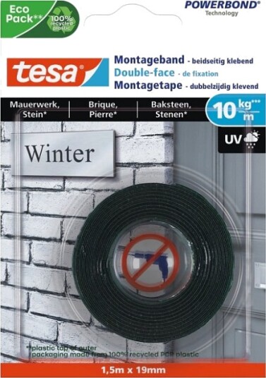 Tesa Monteringsbånd for Murstein og Stein, 1,5 M X 19 Mm, Opptil 10 Kg/M, Grønn
