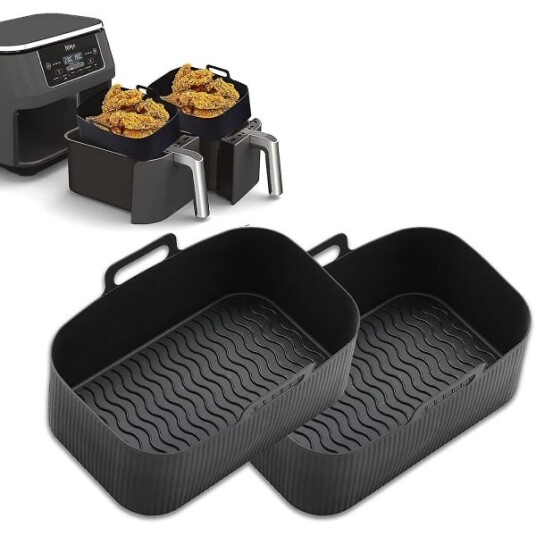Silikon Air Fryer-foringer for Ninja Fryer Dual Gjenbrukbare Silikonforinger Tilbehør Airfryer-foringer Airfryer Silikon Air Fryer-foringer for Ninja Fryer Dual Gjenbrukbare Silikonforinger Tilbehør Airfryer-foringer Airfryer