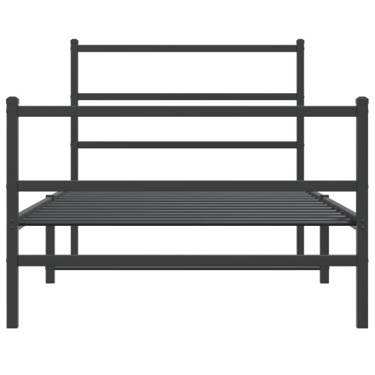 vidaXL Sengeramme i metall med hode- og fotgavl svart 100x200 cm 8721012302754