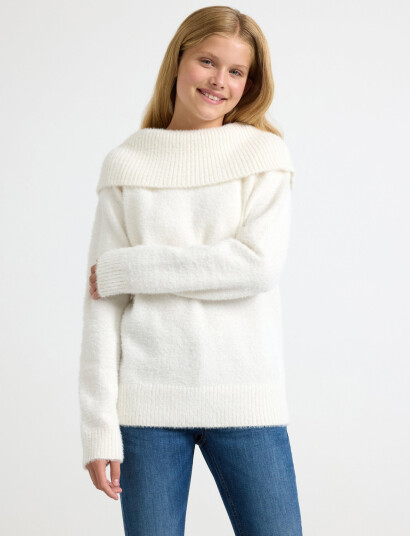 Lindex Sweater Knitted Featheryarn Wi - Cream - 128
