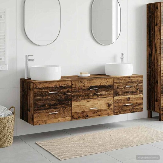 vidaXL Baderomsinnredningssett 3 stk. Gammelt tre 49,5 x 44,5 x 66 cm vidaXL Baderomsinnredningssett 3 stk. Gammelt tre 49,5 x 44,5 x 66 cm