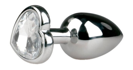 EasyToys: Metal Butt Plug No. 2 with Heart, small, sølv/clear