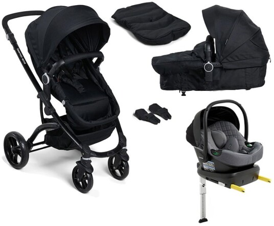 Beemoo Move 2-in-1 Kombivogn Inkl. Beemoo Route i-Size Babybilstol &  Base Black/Mineral Grey
