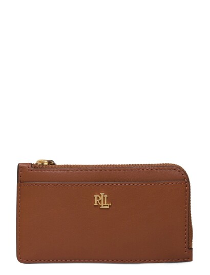 Lauren Ralph Lauren Leather L Zip Card Case   Brown   ONE SIZE