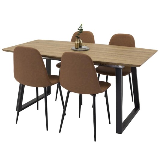 Venture Home Spisegruppe Venture Home Ina med 4 Pobbie Stoler Kunstlær Brun GR550