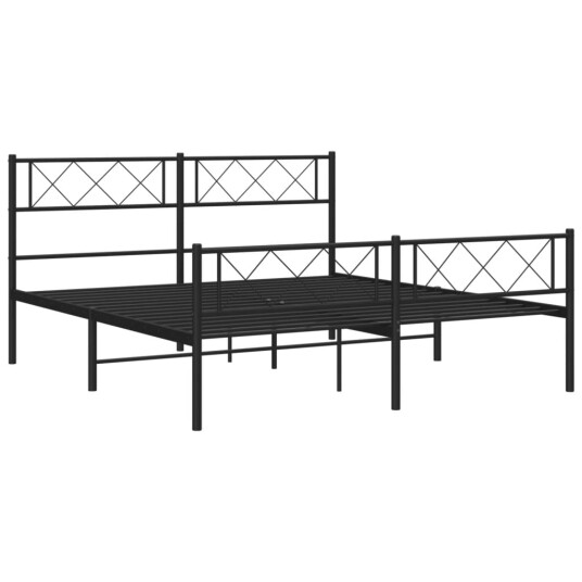vidaXL Sengeramme i metall med hode- og fotgavl svart 140x190 cm 8721012190740