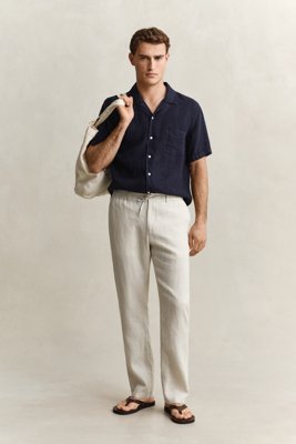 GANT Reg Linen Ds Pants Beige S GANT Reg Linen Ds Pants Beige S