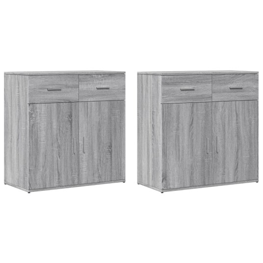 Skjenker 2 stk grå sonoma 79x38x80 cm konstruert tre Skjenker 2 stk grå sonoma 79x38x80 cm konstruert tre