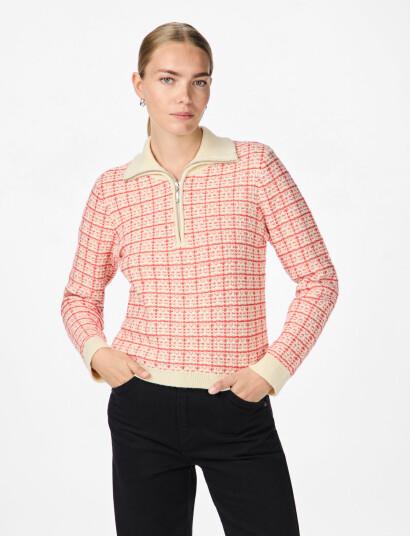 YAS Yasliviana Ls Knit Zip Pullover - Pink - L