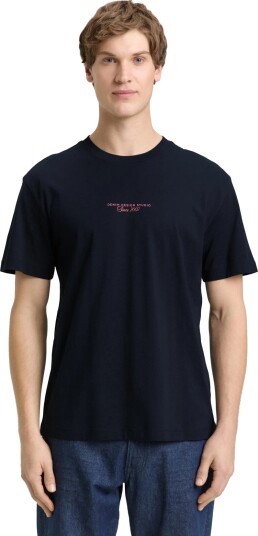 Tom Tailor Relaxed Printed T Shirt   Navy   XL