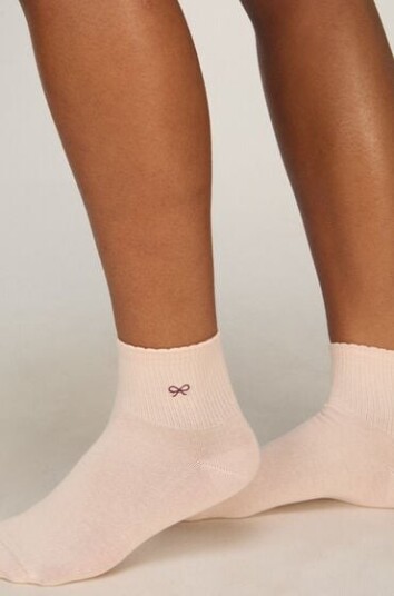 Hunkemöller 2 Par Bomulls Half Crew Sokker Rosa