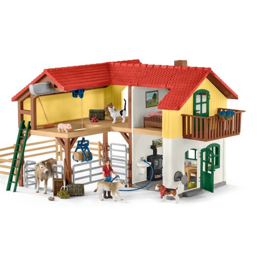 schleich Bondegård med stall og dyr 42407