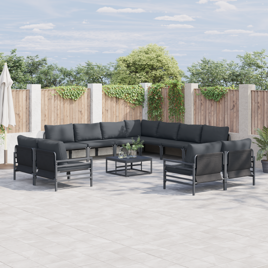 Hagesofa Set 12 pcs Antrasitt Stål Hagesofa Set 12 pcs Antrasitt Stål