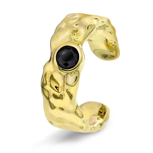 Shapes by Gulldia, Stone ring i 925 forgylt sølv med sort zirkonia