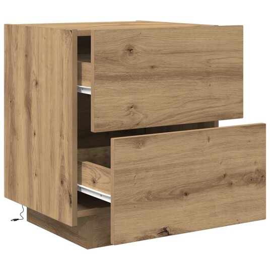 Nattbord med LED lamper Artisan Eik 45x40x55 cm