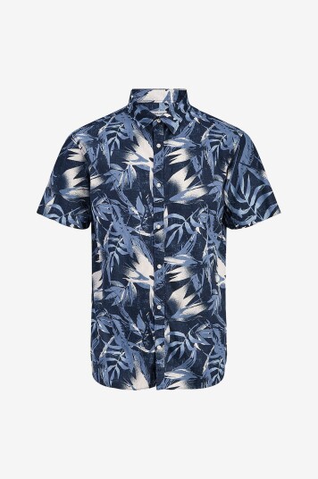 Jack & JoneSkjorte jjHonolulu Aop Shirt SS   Blå