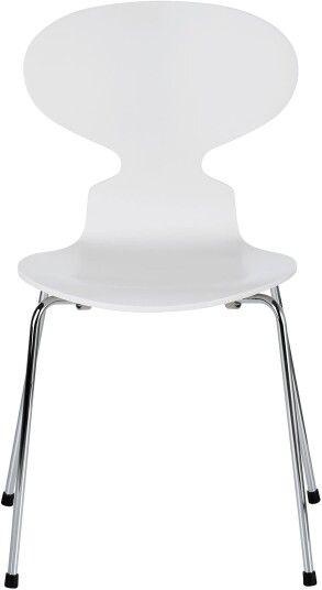 Fritz Hansen - 3101 Myran 4 Ben Lackad Vit Underrede Förkromat Stål Spisestoler Arne Jacobsen Hvit Metall/tre