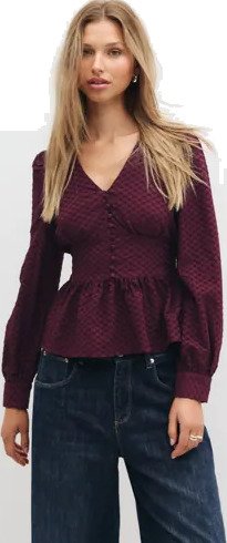 Vero Moda Rød Vmaugusta Ls Button Top Wvn
