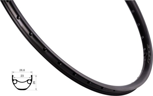 FORCE XC Basic felg 26" (559x23) aluminium 36 eikehull skivebremse sort FORCE XC Basic felg 26" (559x23) aluminium 36 eikehull skivebremse sort