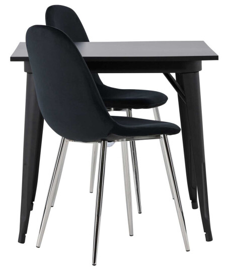 Venture Design Tempe & Polar spisegruppe Svart/svart 2 stoler & bord 80 x 80 cm