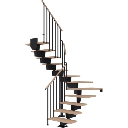 Dolle Dubai U trapp Svart 9005 classic Iii hvitoljeret Eik 90 16 Loddret Høyde 289 357cm