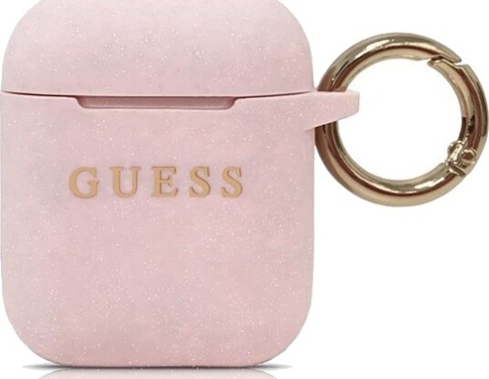 Guess Guaccsilgllp Airpods-Deksel Lys Rosa/Rosa Silikon Med Glitter