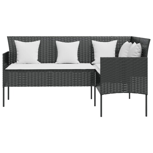 vidaXL Sofa L-formet med puter polyrotting svart