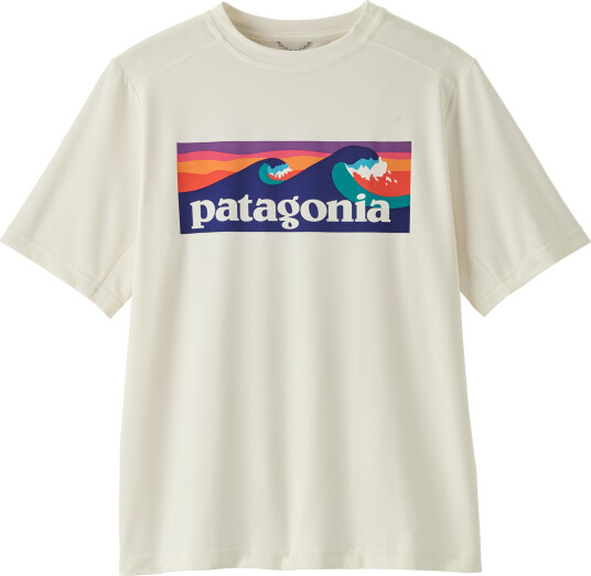 Patagonia Kids' Capilene Silkweight T Shirt Boardshort Logo: White M Patagonia Kids' Capilene Silkweight T Shirt Boardshort Logo: White M
