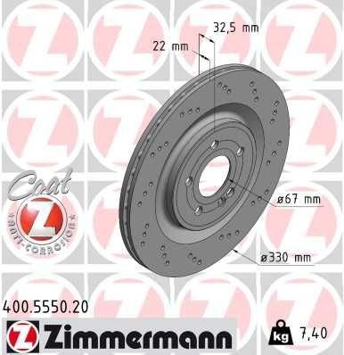 Bremseskive ZIMMERMANN 400.5550.20 Bremseskive ZIMMERMANN 400.5550.20