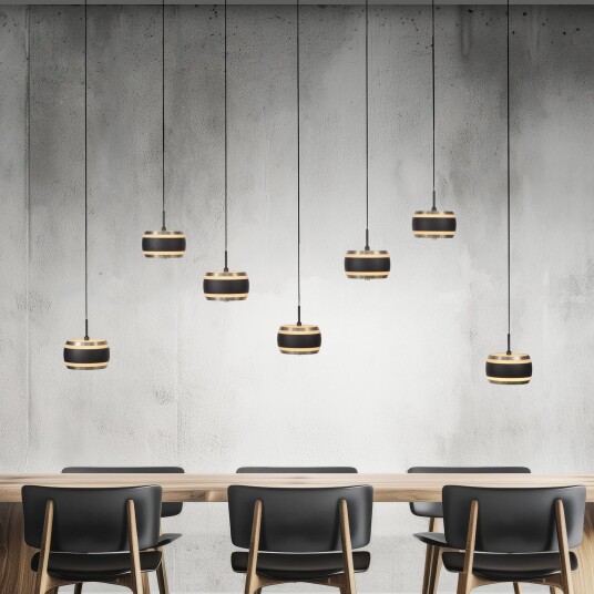 Hengelampe PURE Falling Rings dimmbar Svart Stue Metall Moderne 29 Svart