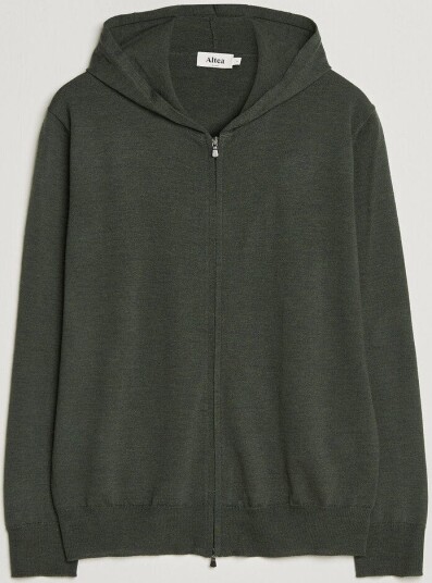 Altea Merino Wool Cardigan Dark Military