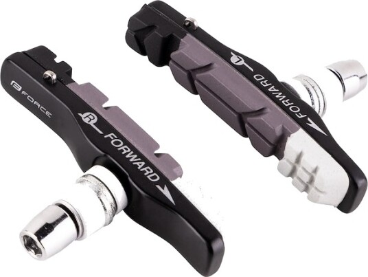 FORCE bremsesko V-bremser 70mm lange sort/grå/hvid FORCE bremsesko V-bremser 70mm lange sort/grå/hvid