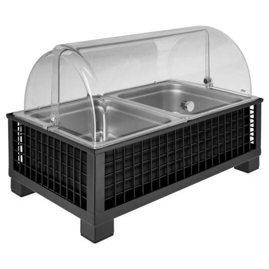 VEGA Buffetsystem komplett Portland 10 cm rustfritt stål 2 x GN 1/2; Størrelse GN 1/1, 55.4x35.2x29.9 cm (LxBxH); Antrasitt/Transparent/Stålgrå; Rektangulær