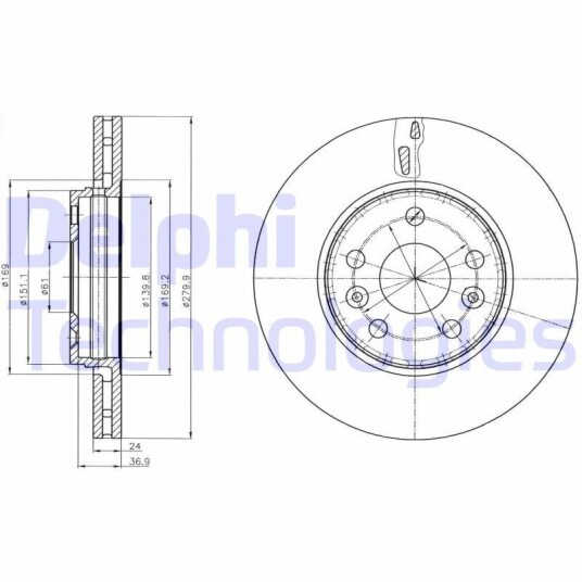 Bremseskive DELPHI BG4317C Bremseskive DELPHI BG4317C