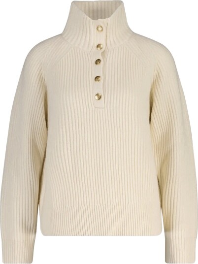 Gant Wool Ribbed Half Button   CREAM   S