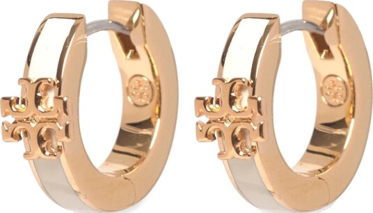Tory Burch Icon Enamel Huggie Earrings Gold ONE SIZE Tory Burch Icon Enamel Huggie Earrings Gold ONE SIZE