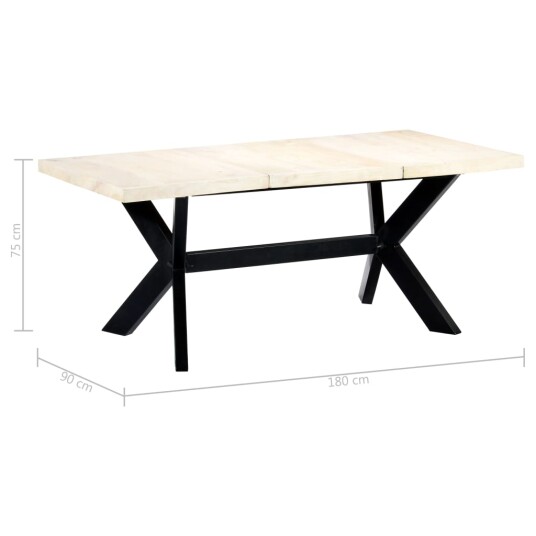 vidaXL Spisebord hvit 180x90x75 cm heltre mango