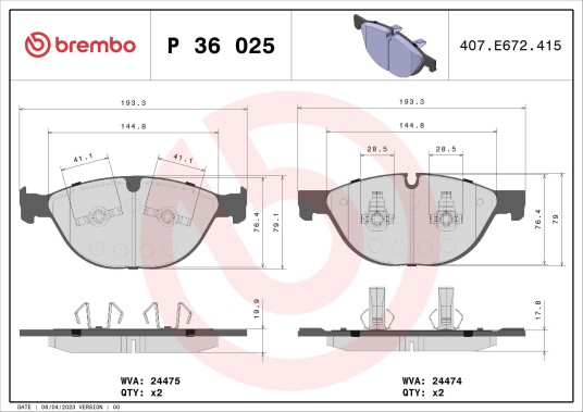 Bremseklosser BREMBO P 36 025 Bremseklosser BREMBO P 36 025
