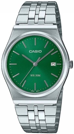 Casio Dameklokke MTP B145D 3AVEF Standard Grønn/Stål Ø35 mm