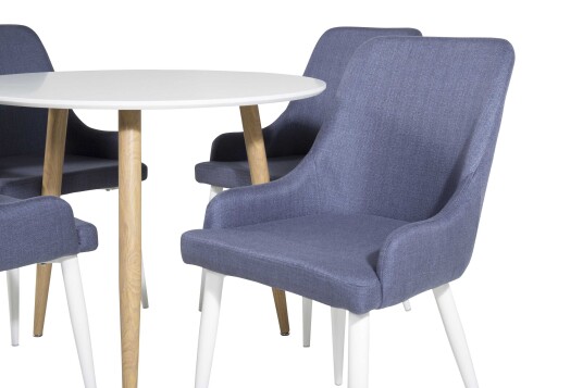 Venture Design Polar & Plaza spisegruppe Hvit/blå 4 st stoler & bord 90 cm