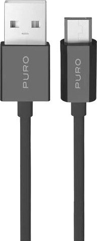 Puro TPE USB A Micro USB 12W kabel 2m svart PUCM12W2MTBLK