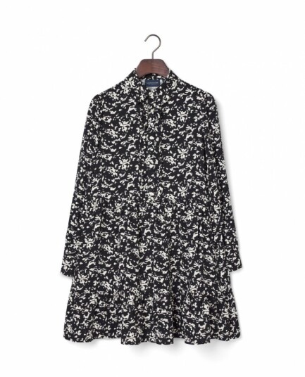 Lexington Clothing Printed Frill Tunic Dress Black M Lexington Clothing Printed Frill Tunic Dress Black M