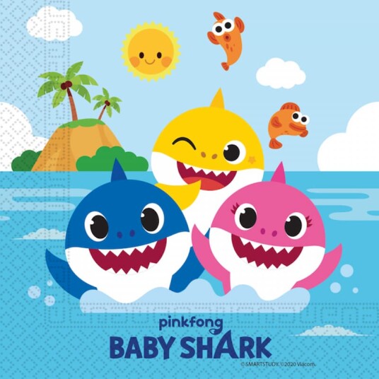 Globos Europe Servietter Baby Shark - 20-pakning Globos Europe Servietter Baby Shark - 20-pakning