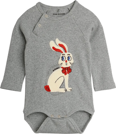 Mini Rodini Rabbit Application Ls Body Grey 68/74