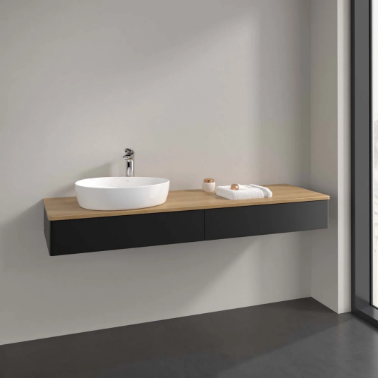 Villeroy & Boch Antao Servantskap med 2 skuffer 160x50x19 cm m/lys Sort Matt/Eik Villeroy & Boch Antao Servantskap med 2 skuffer 160x50x19 cm m/lys Sort Matt/Eik