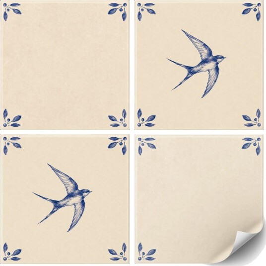 Tile Stickers Flying Swallow Design / 24 pcs