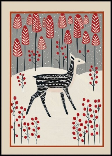 Fawn In a Winter Landscape Plakat Plakat / 40x50cm