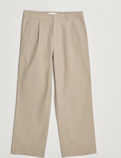 Samsøe Samsøe Valentin Cotton/Linen Pleated Trousers Aluminum Samsøe Samsøe Valentin Cotton/Linen Pleated Trousers Aluminum