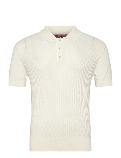 Baracuta Pattern Stitch Ss Polo Cream XL